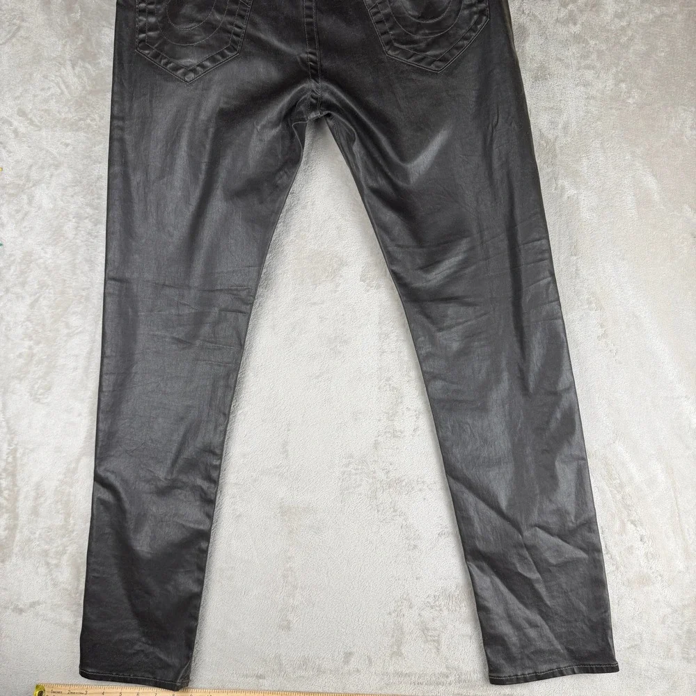 True Religion Dean Tapered Waxed Coated Jeans Charcoal Grey Mens 35x33